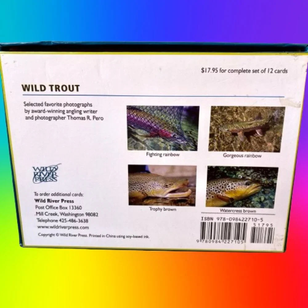 WILD TROUT Stationery Note Greeting Cards Blank 12 Cards + Envelopes Box